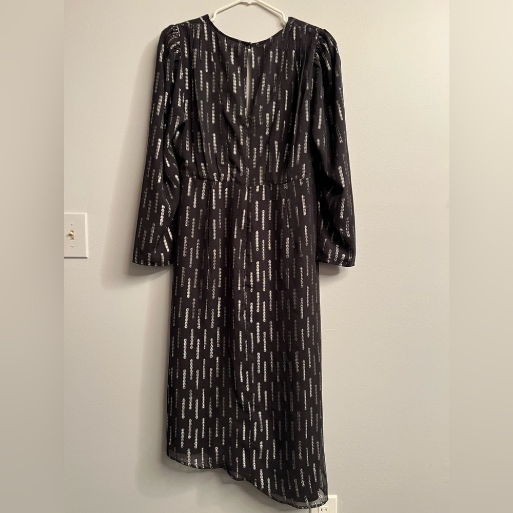 Express black and silver metallic midi dress.